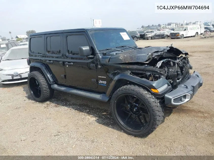 2021 Jeep Wrangler Unlimited Sahara 4Xe VIN: 1C4JJXP66MW704694 Lot: 39843314