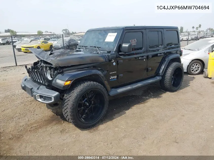 2021 Jeep Wrangler Unlimited Sahara 4Xe VIN: 1C4JJXP66MW704694 Lot: 39843314