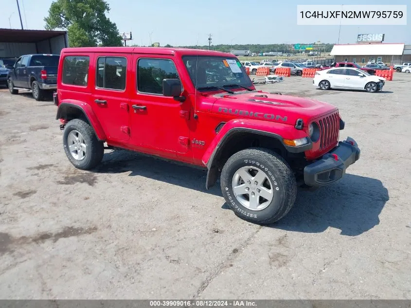 2021 Jeep Wrangler Unlimited Rubicon 4X4 VIN: 1C4HJXFN2MW795759 Lot: 39909016