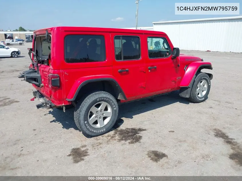 2021 Jeep Wrangler Unlimited Rubicon 4X4 VIN: 1C4HJXFN2MW795759 Lot: 39909016