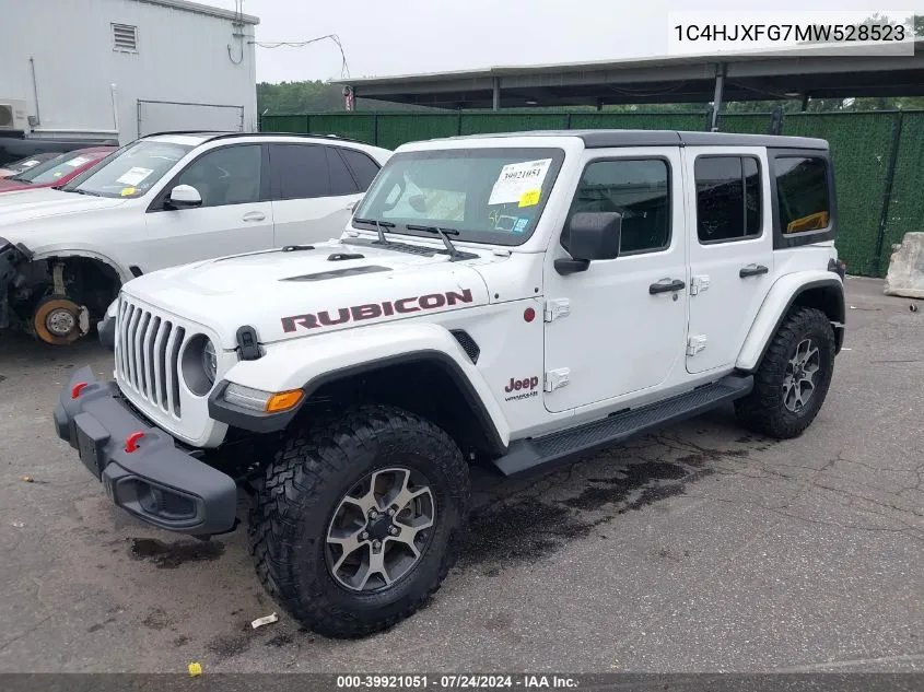 2021 Jeep Wrangler Unlimited Rubicon 4X4 VIN: 1C4HJXFG7MW528523 Lot: 39921051