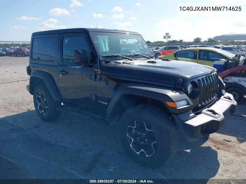 1C4GJXAN1MW714625 2021 Jeep Wrangler Sport S 4X4