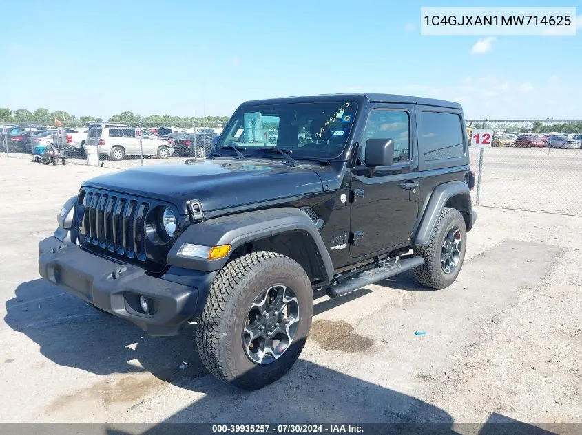 1C4GJXAN1MW714625 2021 Jeep Wrangler Sport S 4X4