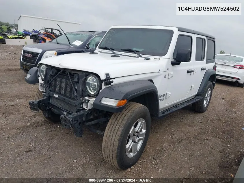 2021 Jeep Wrangler Unlimited Sport S 4X4 VIN: 1C4HJXDG8MW524502 Lot: 39941286