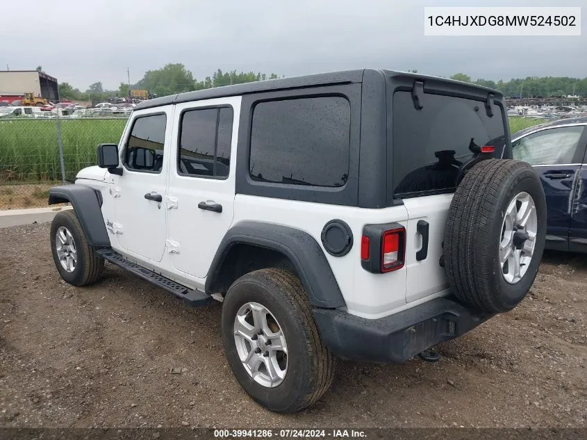 2021 Jeep Wrangler Unlimited Sport S 4X4 VIN: 1C4HJXDG8MW524502 Lot: 39941286