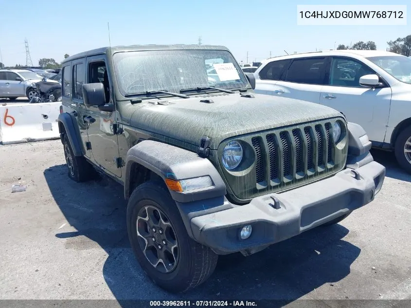 1C4HJXDG0MW768712 2021 Jeep Wrangler Unlimited Sport