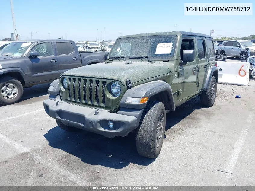 1C4HJXDG0MW768712 2021 Jeep Wrangler Unlimited Sport