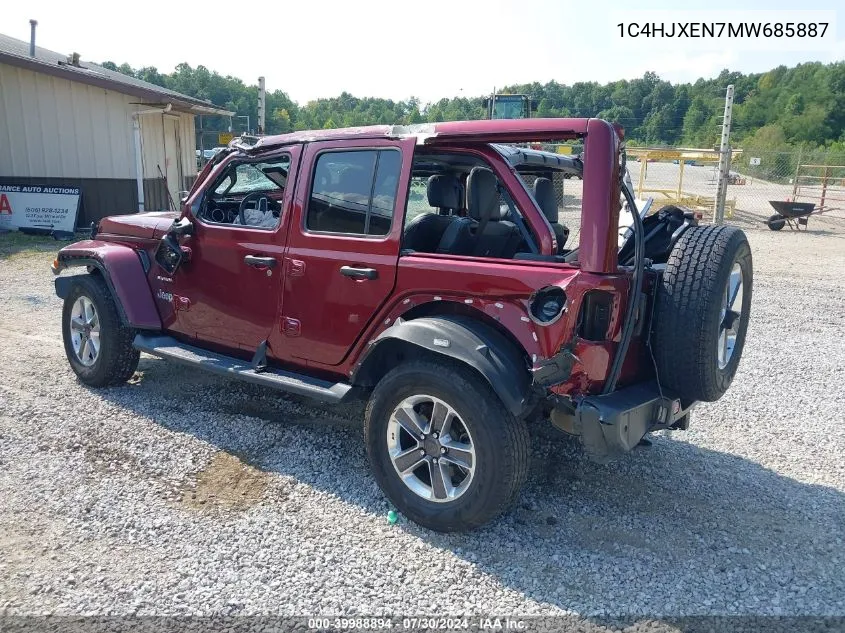 2021 Jeep Wrangler Unlimited Sahara 4X4 VIN: 1C4HJXEN7MW685887 Lot: 39988894