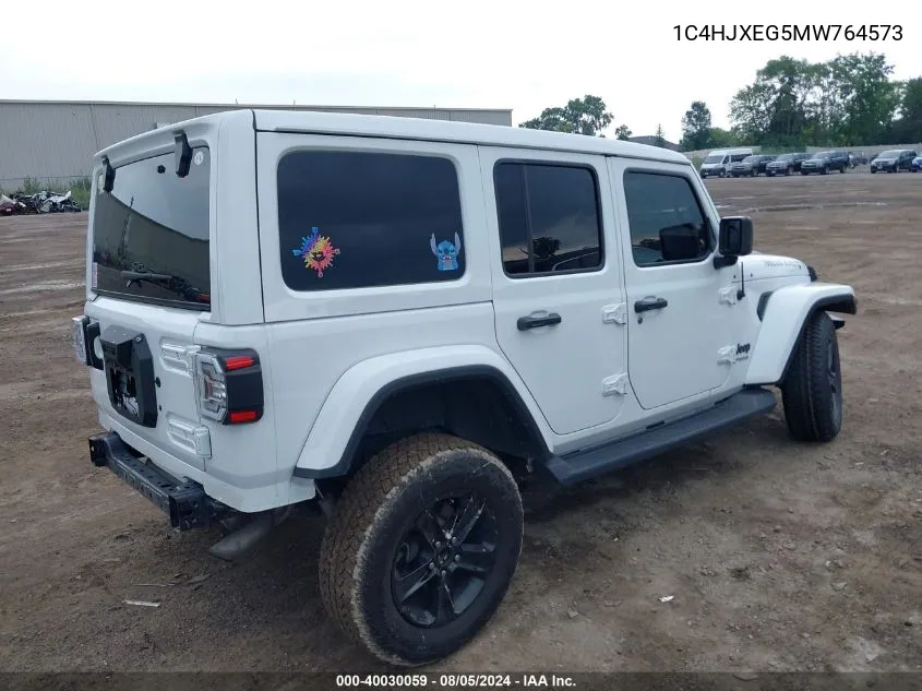 2021 Jeep Wrangler Unlimited Sahara Altitude 4X4 VIN: 1C4HJXEG5MW764573 Lot: 40030059