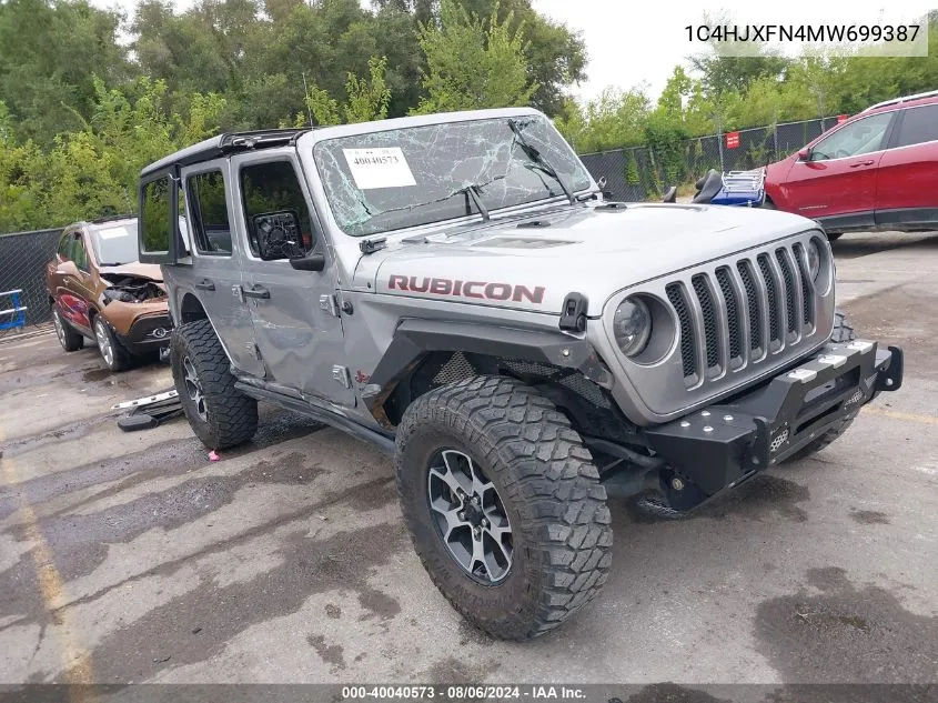 2021 Jeep Wrangler Unlimited Rubicon 4X4 VIN: 1C4HJXFN4MW699387 Lot: 40040573