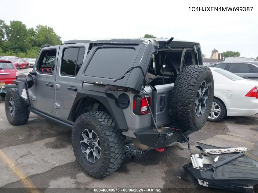 2021 Jeep Wrangler Unlimited Rubicon 4X4 VIN: 1C4HJXFN4MW699387 Lot: 40040573