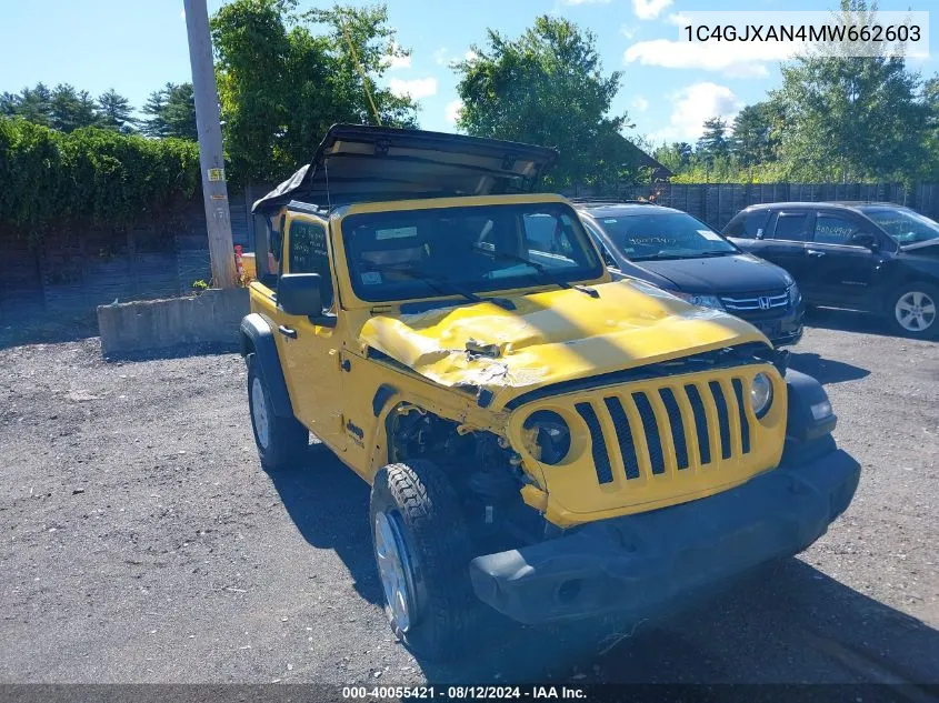 1C4GJXAN4MW662603 2021 Jeep Wrangler Sport S 4X4