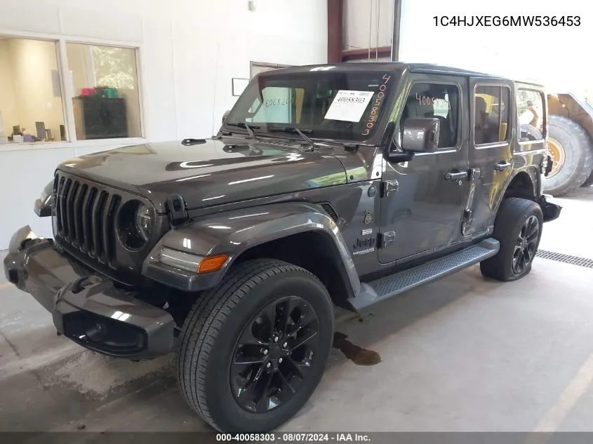 2021 Jeep Wrangler Unlimited High Altitude 4X4 VIN: 1C4HJXEG6MW536453 Lot: 40058303