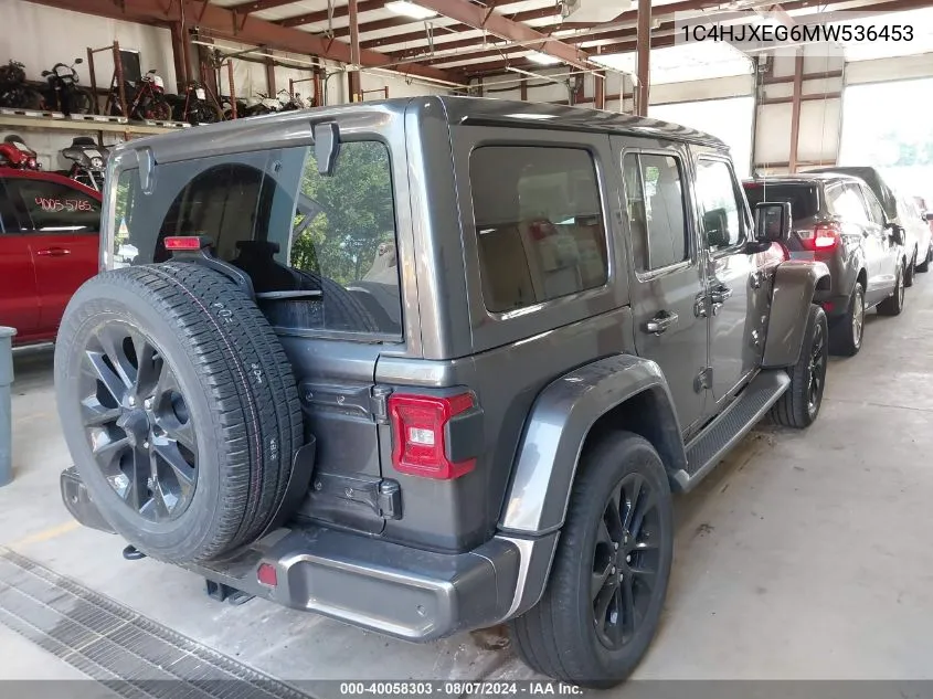 2021 Jeep Wrangler Unlimited High Altitude 4X4 VIN: 1C4HJXEG6MW536453 Lot: 40058303