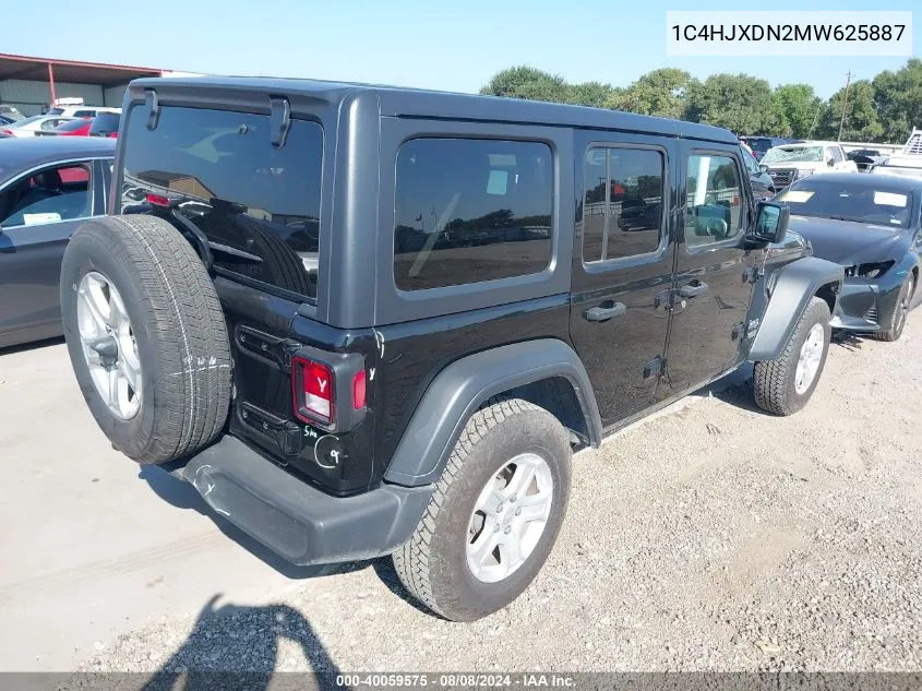 2021 Jeep Wrangler Unlimited Sport VIN: 1C4HJXDN2MW625887 Lot: 40059575