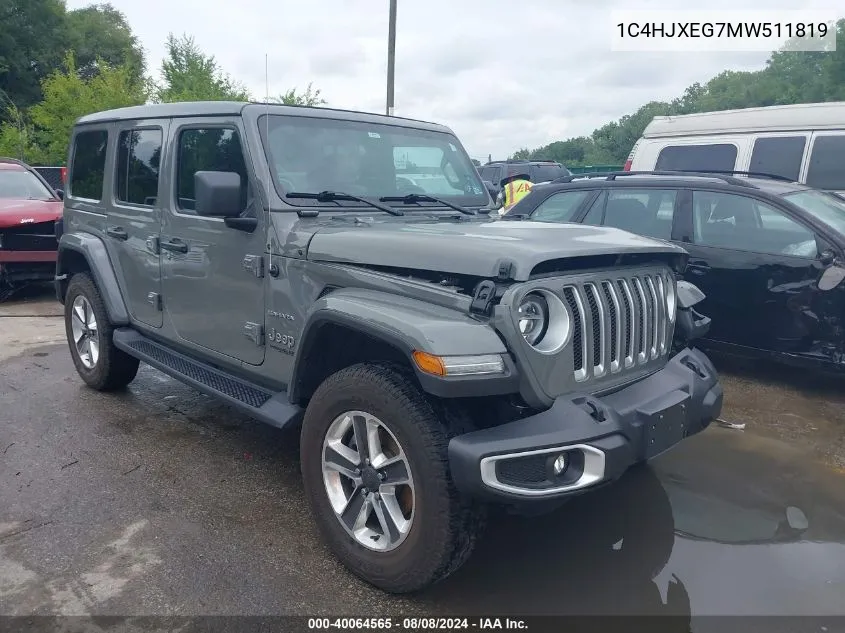 2021 Jeep Wrangler Unlimited Sahara 4X4 VIN: 1C4HJXEG7MW511819 Lot: 40064565