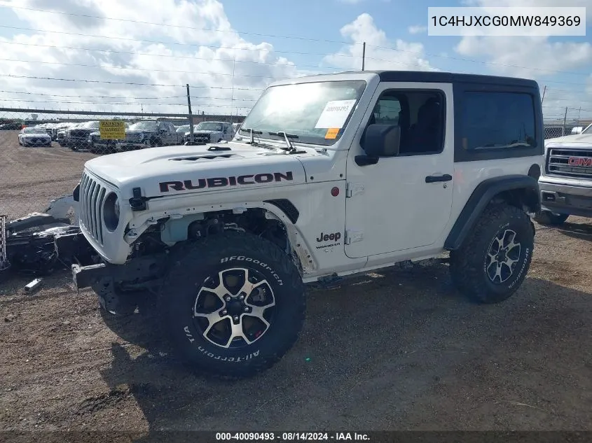 2021 Jeep Wrangler Rubicon 4X4 VIN: 1C4HJXCG0MW849369 Lot: 40090493