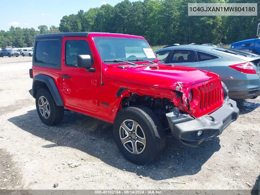 2021 Jeep Wrangler Sport S 4X4 VIN: 1C4GJXAN1MW804180 Lot: 40102154