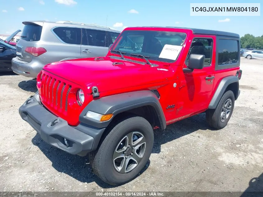 2021 Jeep Wrangler Sport S 4X4 VIN: 1C4GJXAN1MW804180 Lot: 40102154