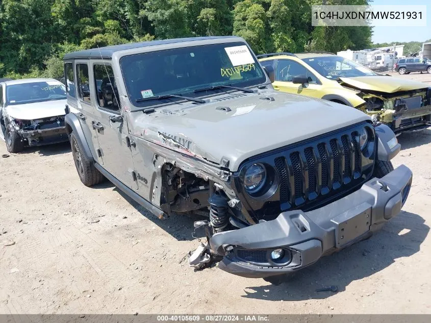 2021 Jeep Wrangler Unlimited Willys 4X4 VIN: 1C4HJXDN7MW521931 Lot: 40105609