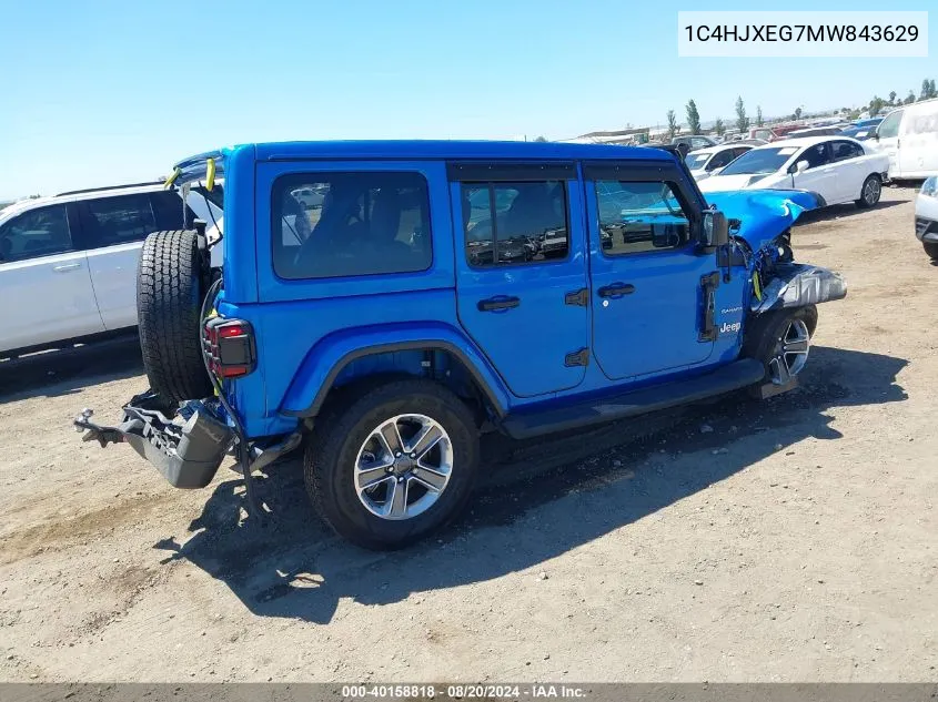 1C4HJXEG7MW843629 2021 Jeep Wrangler Unlimited Sahara 4X4