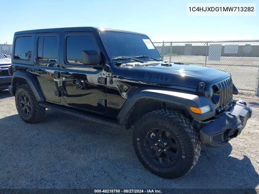 2021 Jeep Wrangler Unlimited Willys 4X4 VIN: 1C4HJXDG1MW713282 Lot: 40218788