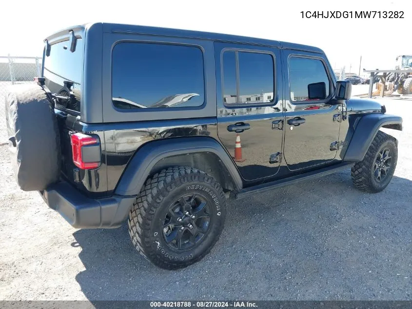 2021 Jeep Wrangler Unlimited Willys 4X4 VIN: 1C4HJXDG1MW713282 Lot: 40218788