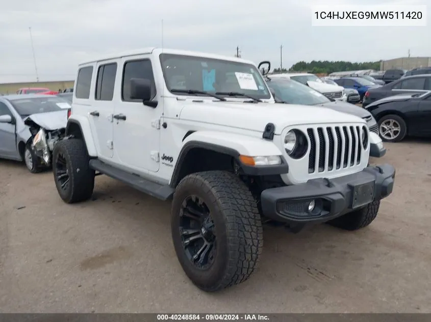 2021 Jeep Wrangler Unlimited Sahara VIN: 1C4HJXEG9MW511420 Lot: 40248584