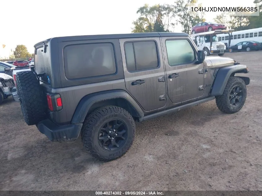 2021 Jeep Wrangler Unlimited Sport VIN: 1C4HJXDN0MW566385 Lot: 40274302