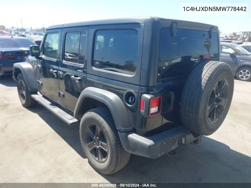 2021 Jeep Wrangler Unlimited Sport VIN: 1C4HJXDN5MW778442 Lot: 40298909