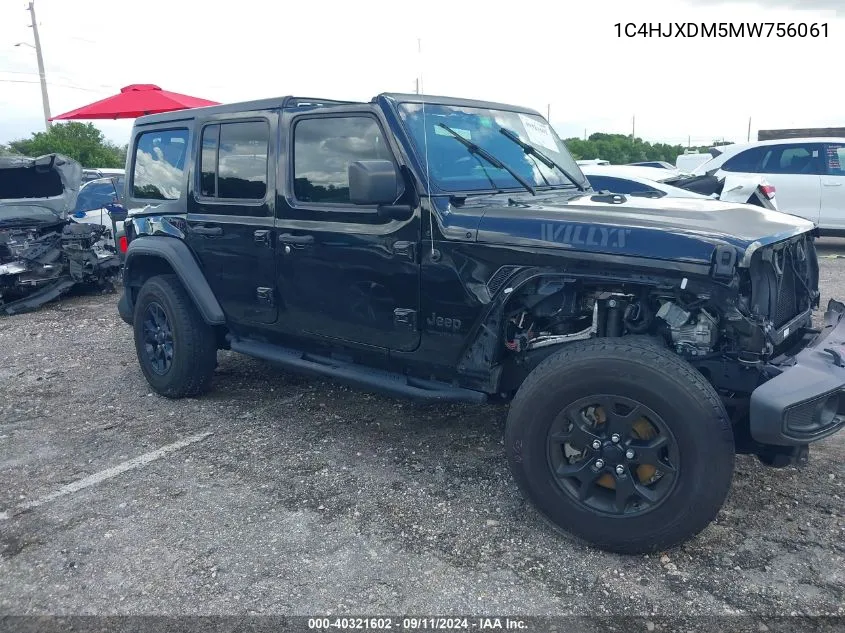 2021 Jeep Wrangler Unlimited Sport VIN: 1C4HJXDM5MW756061 Lot: 40321602