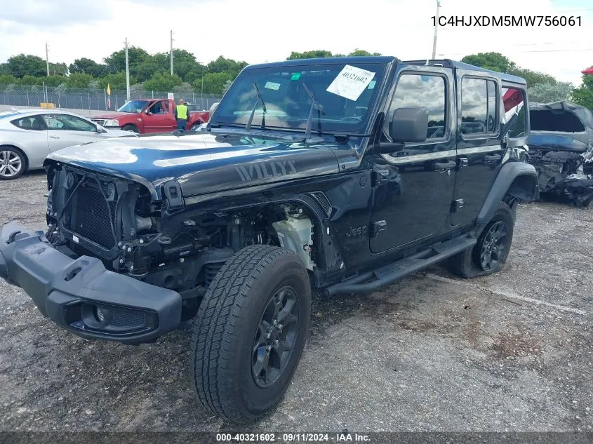 2021 Jeep Wrangler Unlimited Sport VIN: 1C4HJXDM5MW756061 Lot: 40321602