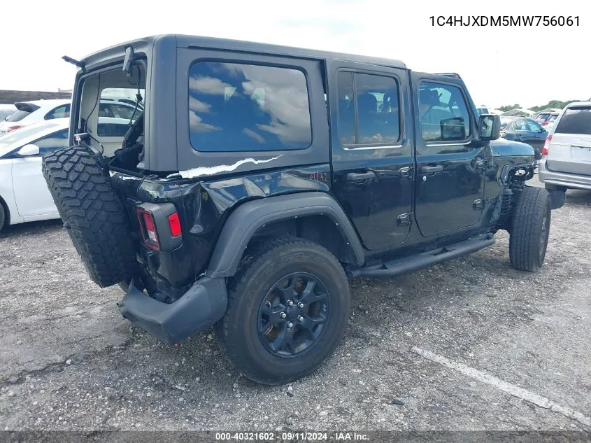 2021 Jeep Wrangler Unlimited Sport VIN: 1C4HJXDM5MW756061 Lot: 40321602