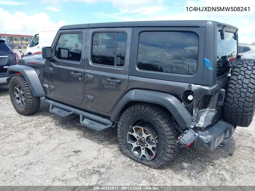 1C4HJXDN5MW508241 2021 Jeep Wrangler Unlimited Sport