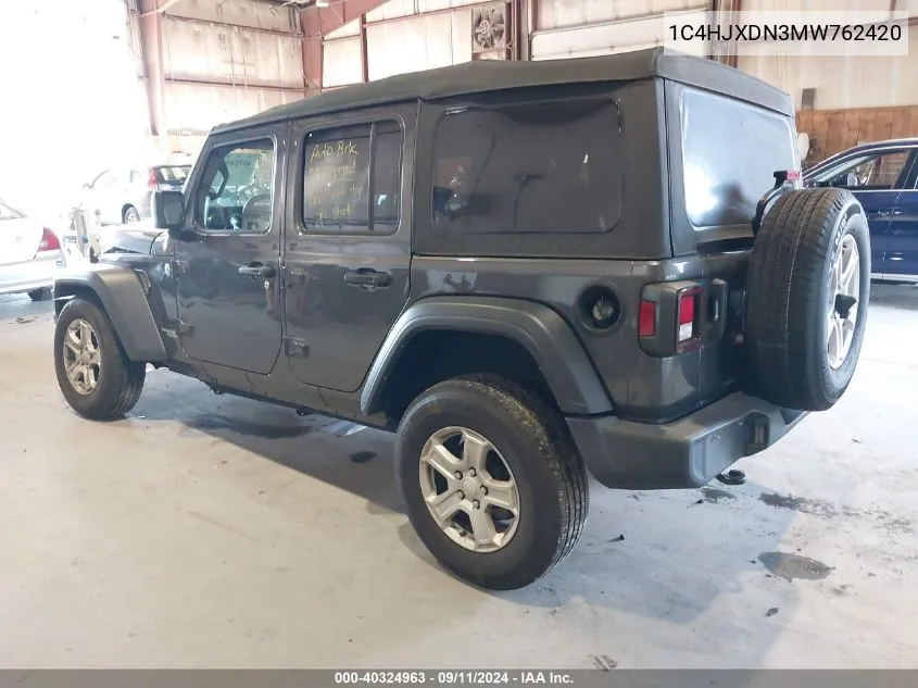 2021 Jeep Wrangler Unlimited Sport S 4X4 VIN: 1C4HJXDN3MW762420 Lot: 40324963