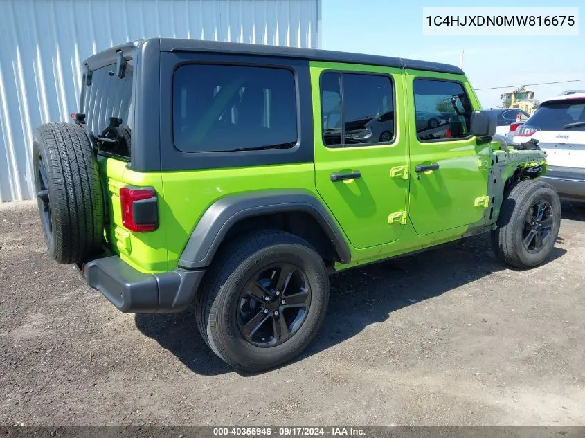 1C4HJXDN0MW816675 2021 Jeep Wrangler Unlimited Sport Altitude 4X4