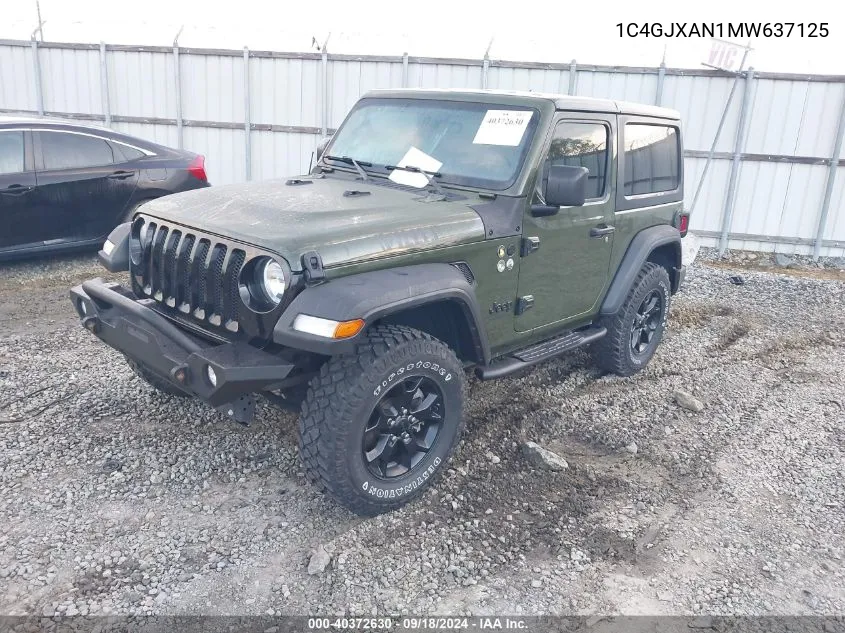 1C4GJXAN1MW637125 2021 Jeep Wrangler Sport