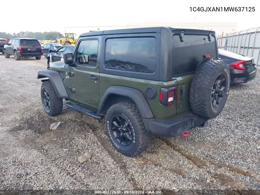 2021 Jeep Wrangler Sport VIN: 1C4GJXAN1MW637125 Lot: 40372630