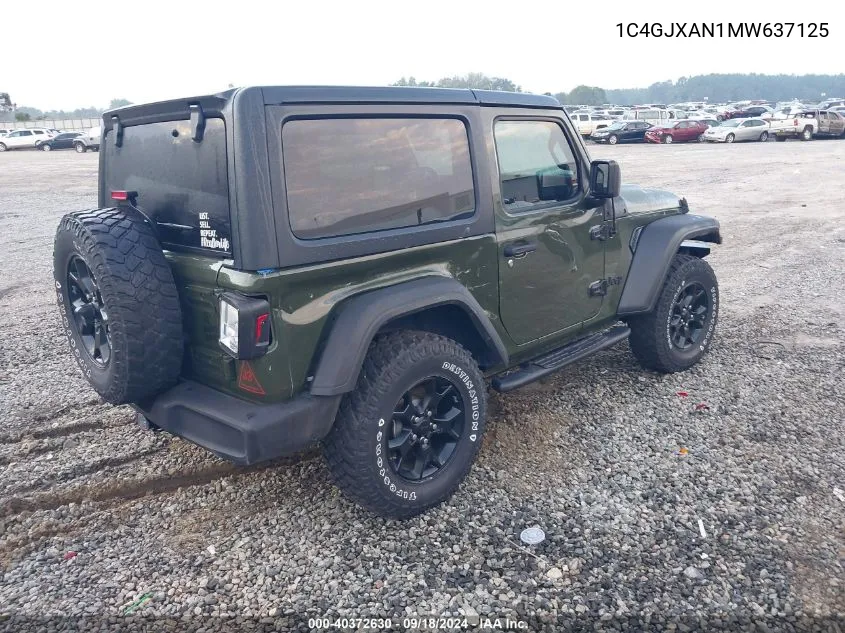 2021 Jeep Wrangler Sport VIN: 1C4GJXAN1MW637125 Lot: 40372630