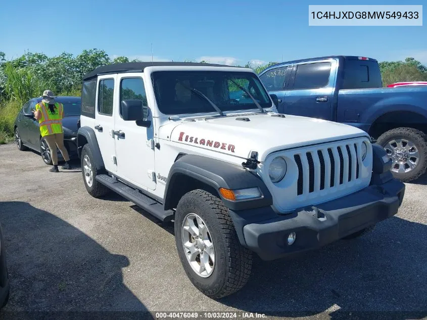 1C4HJXDG8MW549433 2021 Jeep Wrangler Unlimited Islander 4X4