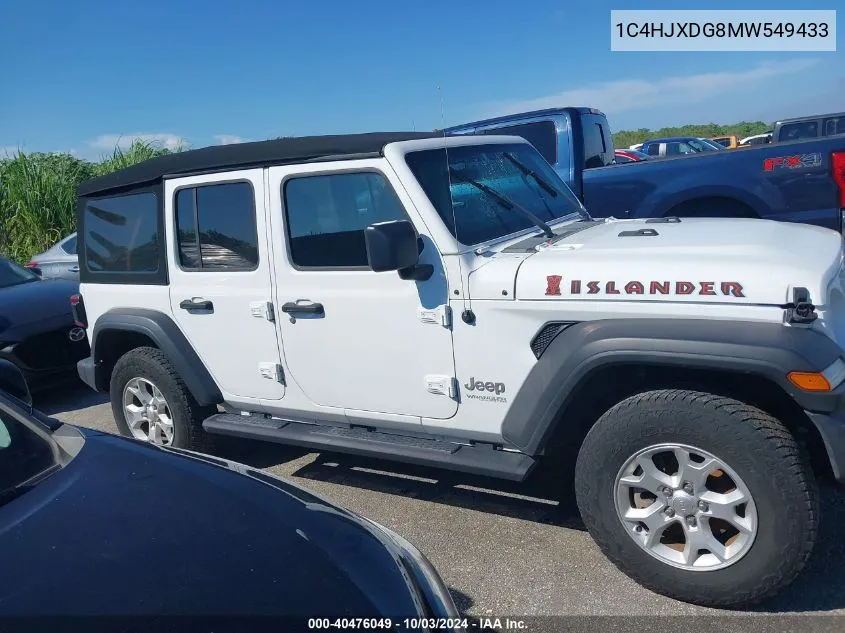 1C4HJXDG8MW549433 2021 Jeep Wrangler Unlimited Islander 4X4