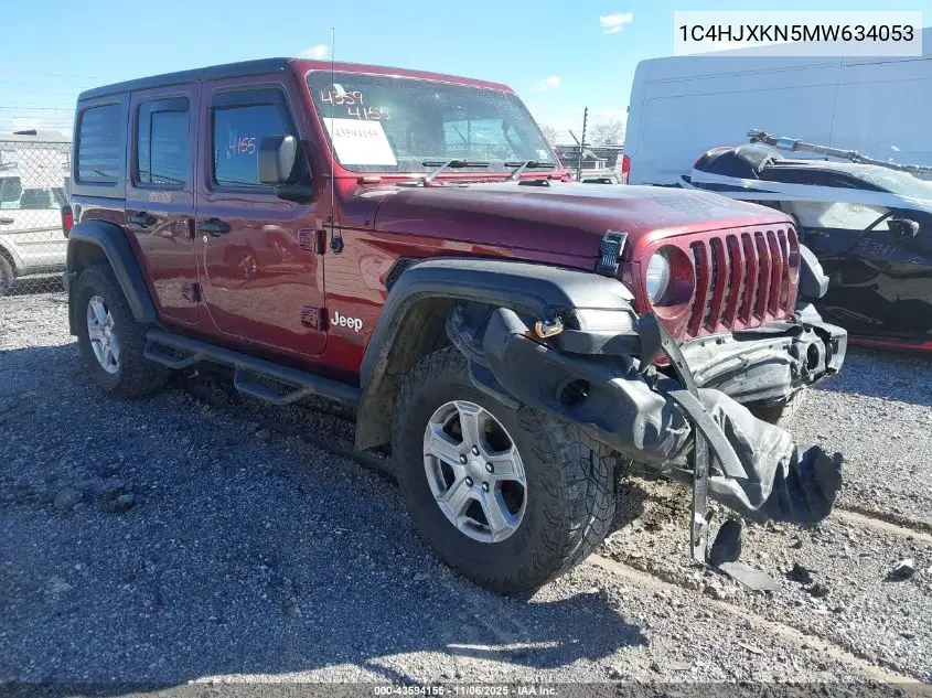 1C4HJXKN5MW634053 2021 Jeep Wrangler Unlimited Sport Rhd 4X4