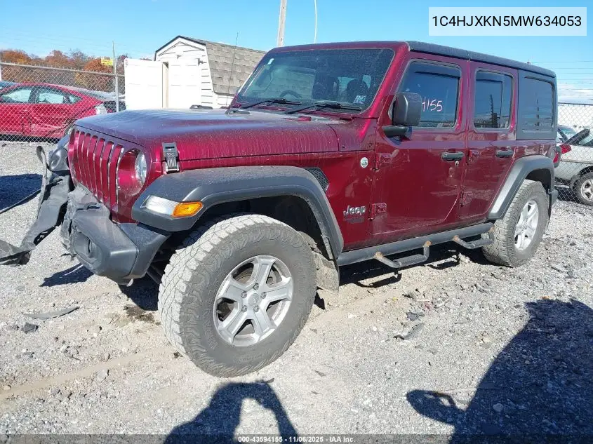 1C4HJXKN5MW634053 2021 Jeep Wrangler Unlimited Sport Rhd 4X4