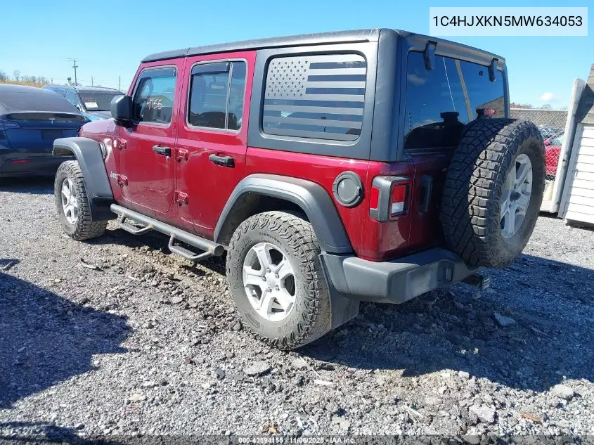 1C4HJXKN5MW634053 2021 Jeep Wrangler Unlimited Sport Rhd 4X4