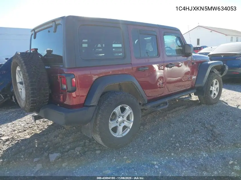 1C4HJXKN5MW634053 2021 Jeep Wrangler Unlimited Sport Rhd 4X4