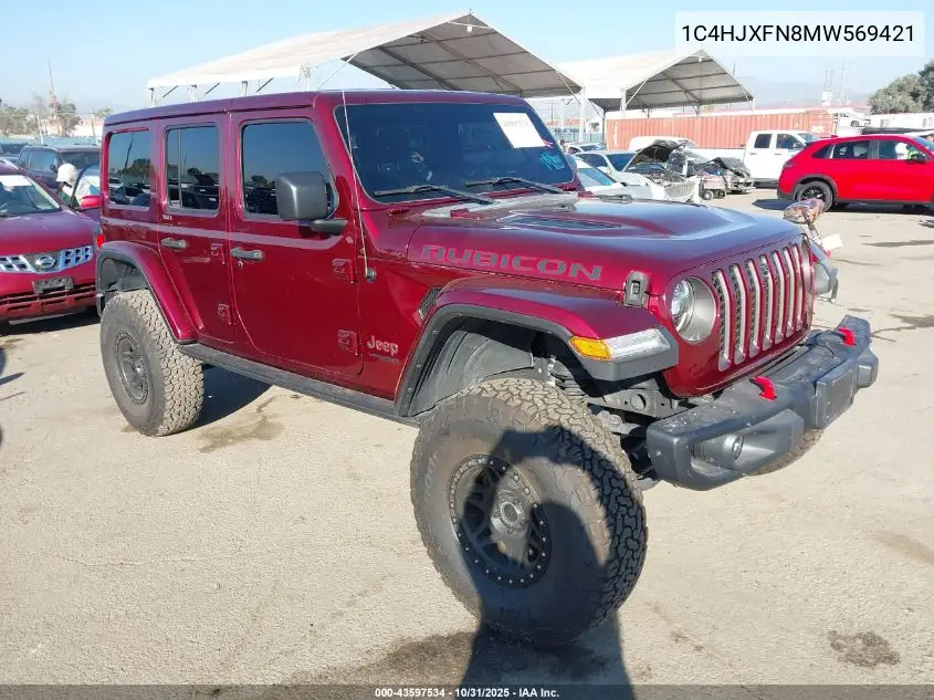 1C4HJXFN8MW569421 2021 Jeep Wrangler Unlimited Rubicon 4X4