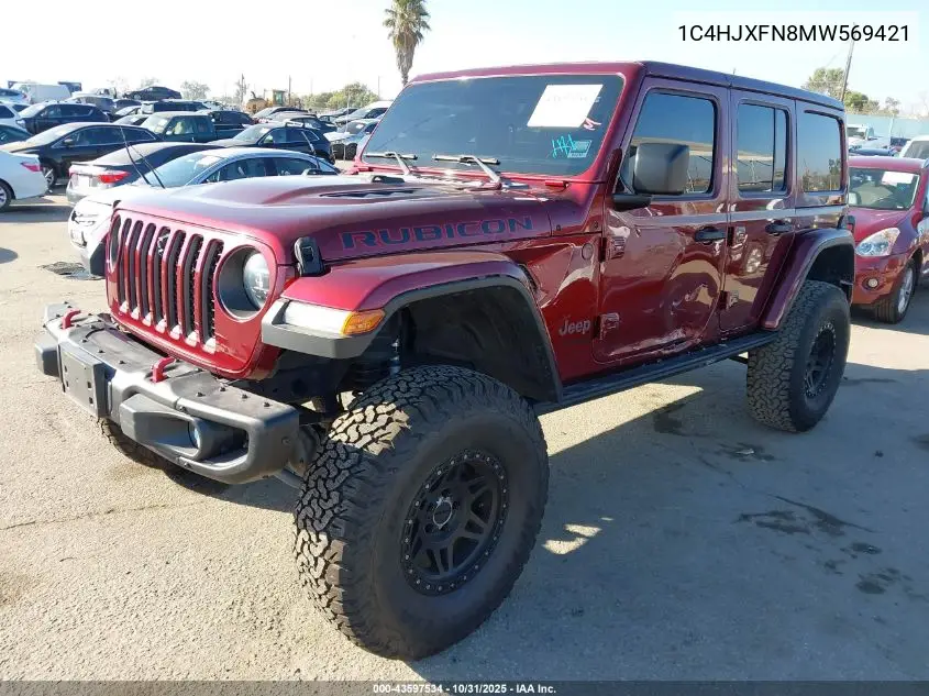 1C4HJXFN8MW569421 2021 Jeep Wrangler Unlimited Rubicon 4X4