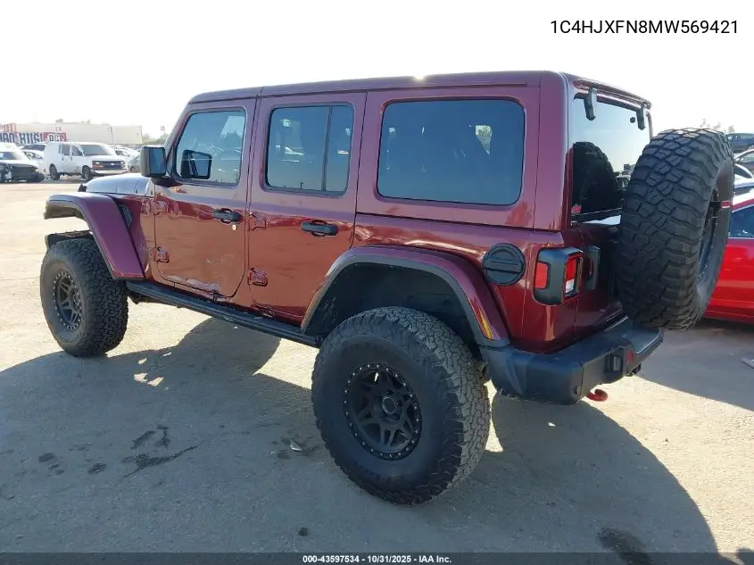 1C4HJXFN8MW569421 2021 Jeep Wrangler Unlimited Rubicon 4X4