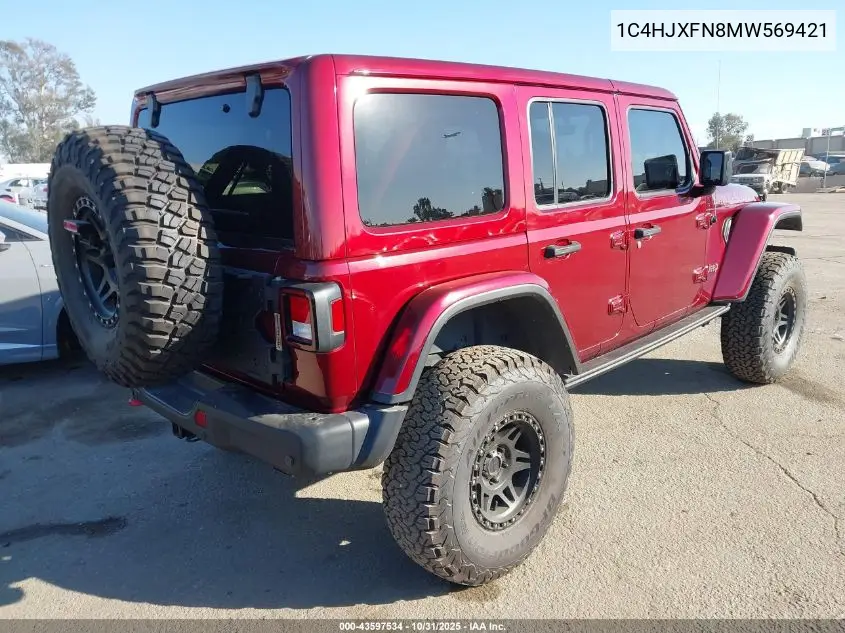 1C4HJXFN8MW569421 2021 Jeep Wrangler Unlimited Rubicon 4X4