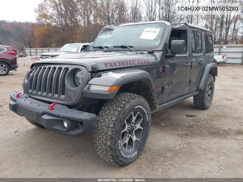 1C4HJXFG2MW505280 2021 Jeep Wrangler Unlimited Rubicon 4X4